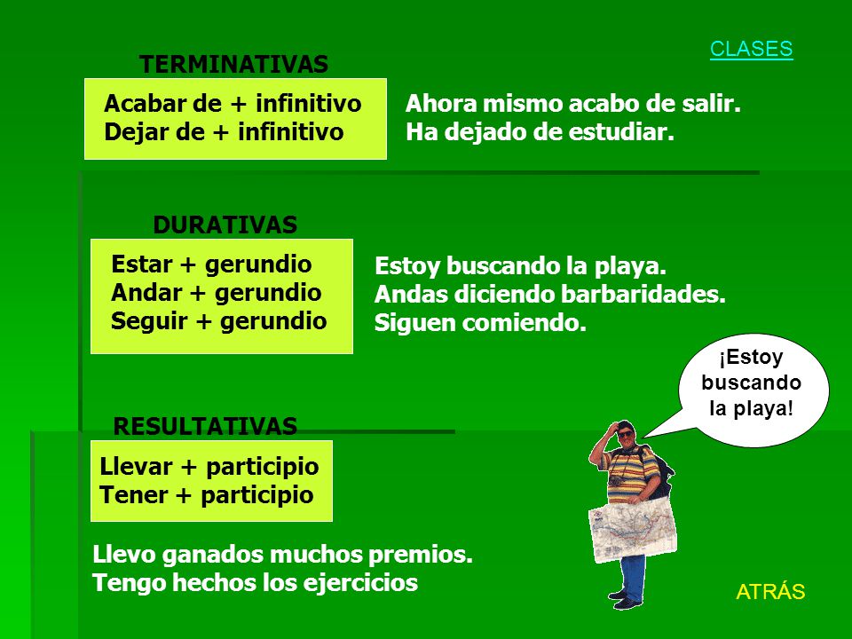Ahora mismo acabo de salir. Ha dejado de estudiar.