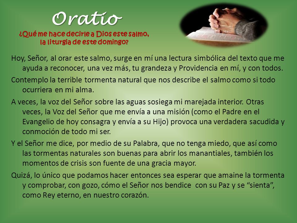 Oratio ¿Qué me hace decirle a Dios este salmo, la liturgia de este domingo