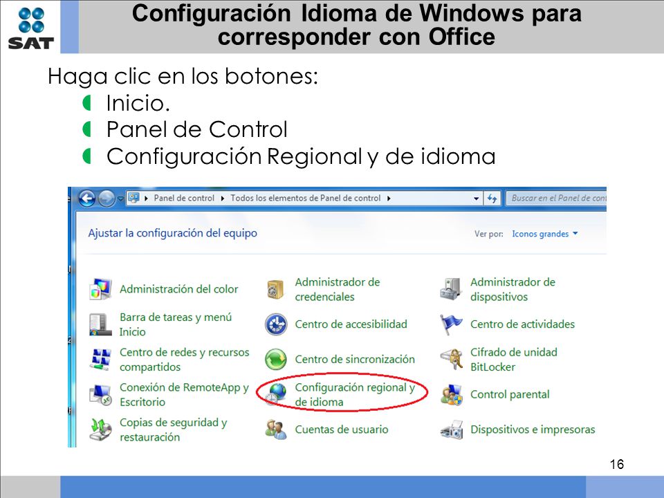 Configuración Idioma de Windows para corresponder con Office