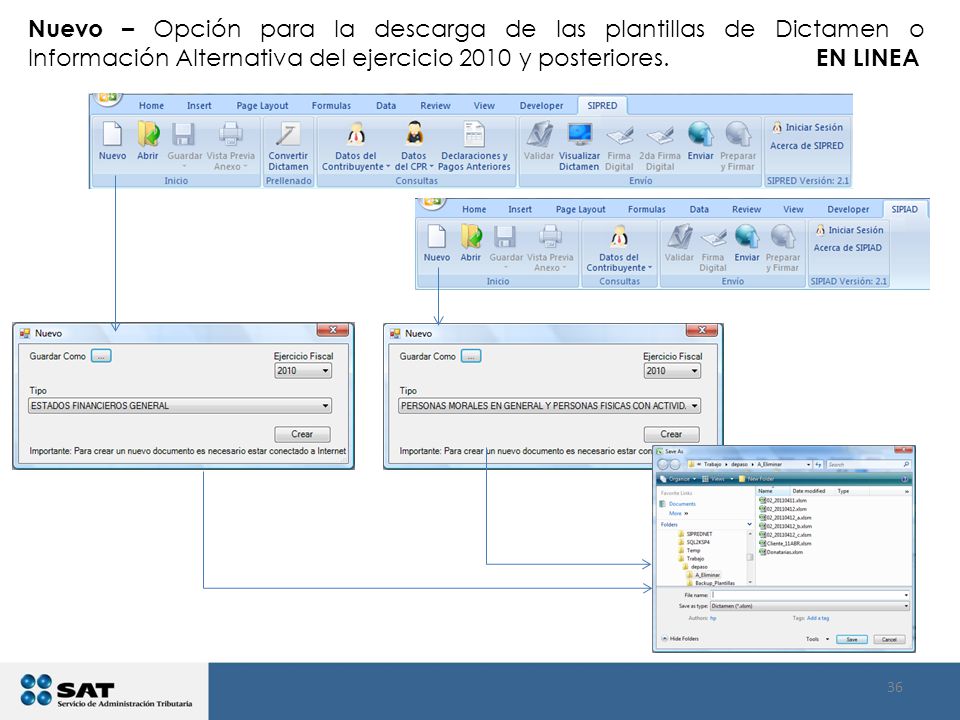 Nuevo – Opción para la descarga de las plantillas de Dictamen o Información Alternativa del ejercicio 2010 y posteriores.