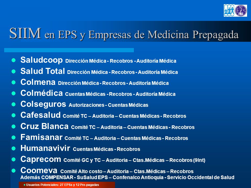 SIIM en EPS y Empresas de Medicina Prepagada