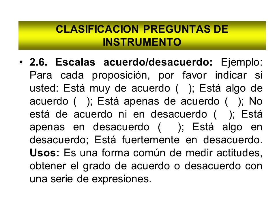 CLASIFICACION PREGUNTAS DE INSTRUMENTO