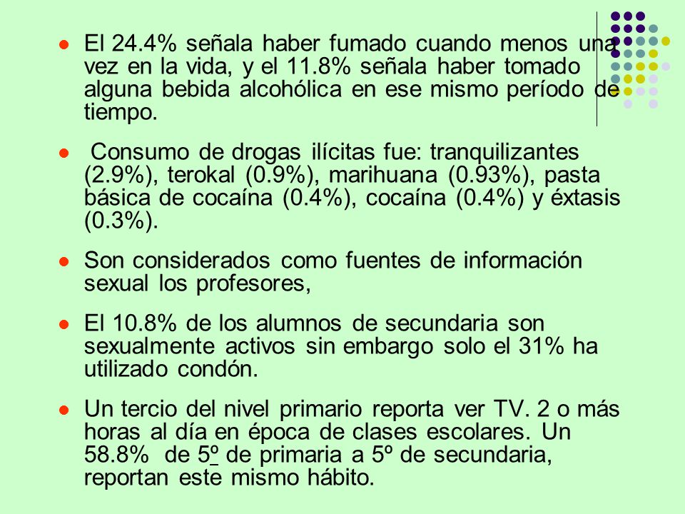 El 24. 4% señala haber fumado cuando menos una vez en la vida, y el 11