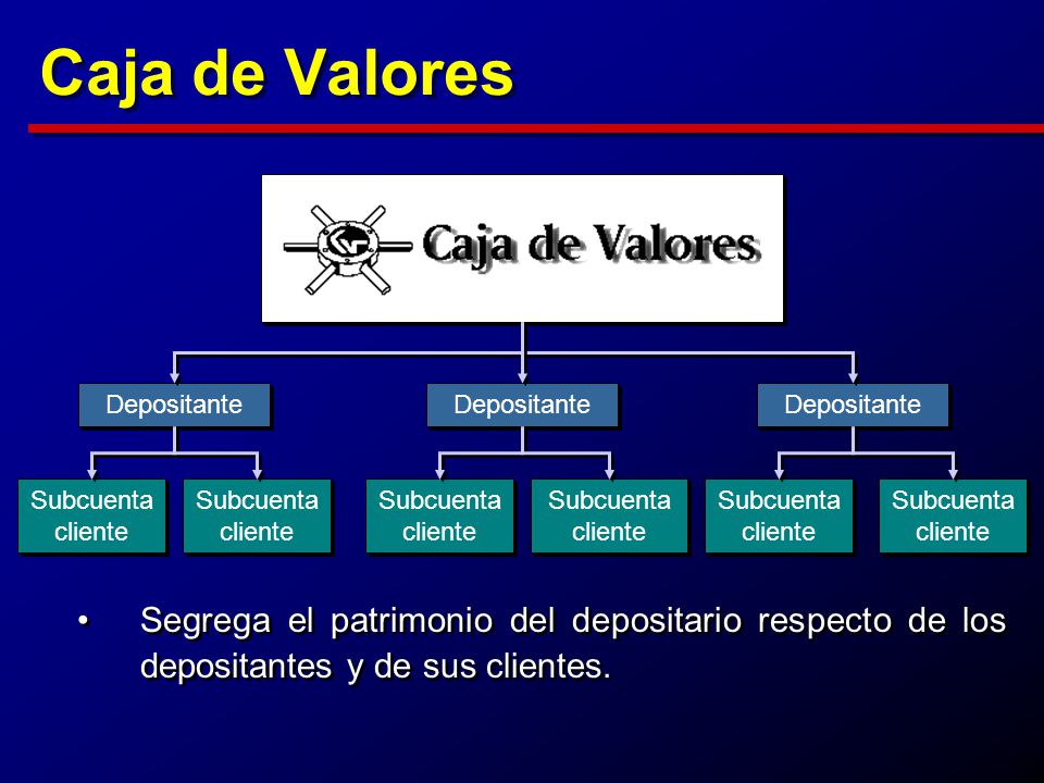 Caja de Valores Depositante. Depositante. Depositante. Subcuenta cliente. Subcuenta cliente. Subcuenta cliente.