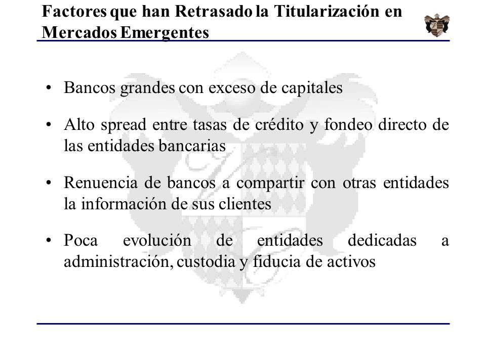Factores que han Retrasado la Titularización en Mercados Emergentes