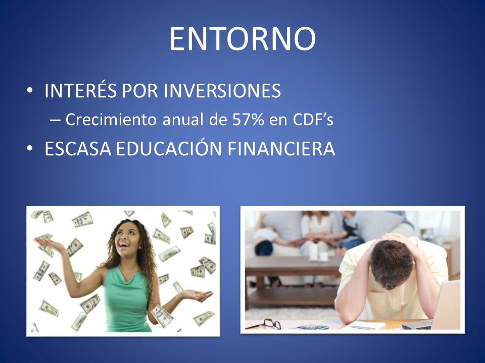 ENTORNO INTERÉS POR INVERSIONES ESCASA EDUCACIÓN FINANCIERA