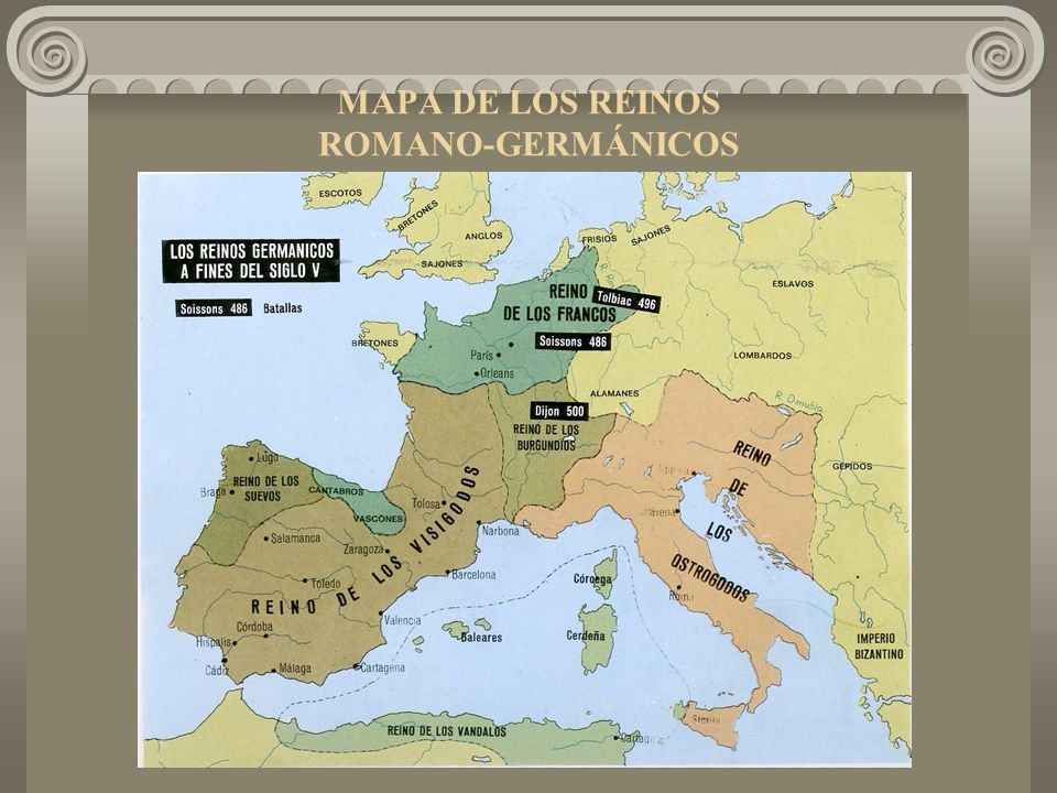 MAPA DE LOS REINOS ROMANO-GERMÁNICOS
