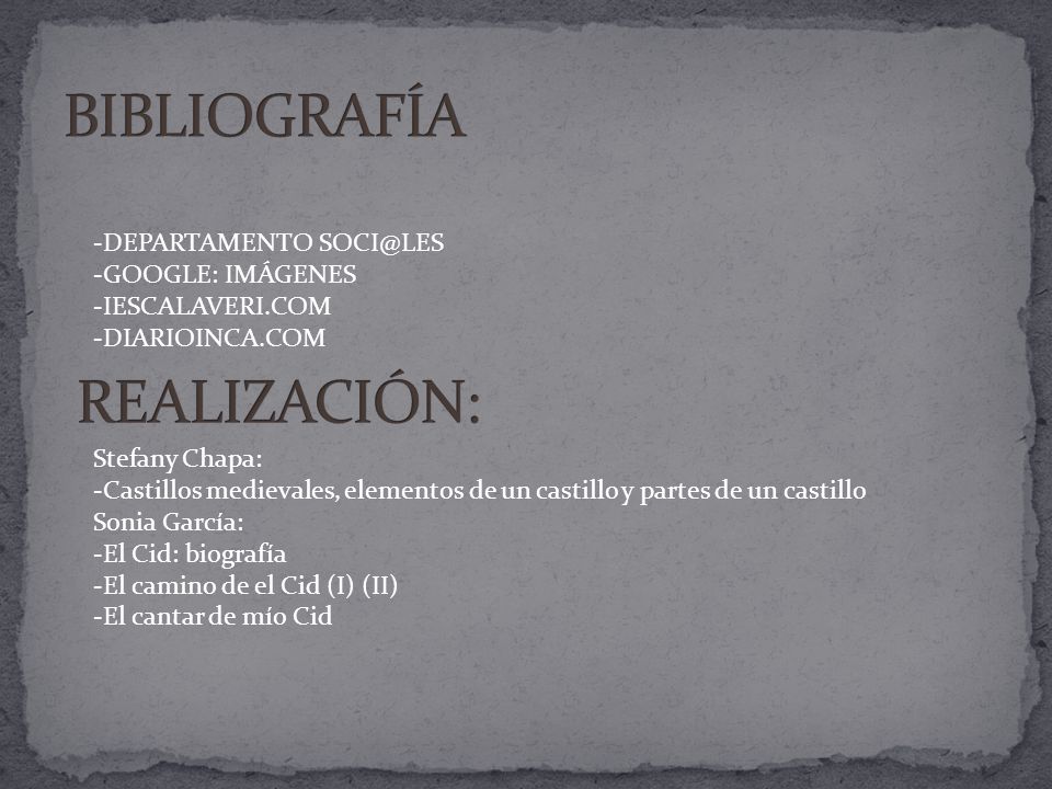 BIBLIOGRAFÍA REALIZACIÓN: -DEPARTAMENTO -GOOGLE: IMÁGENES