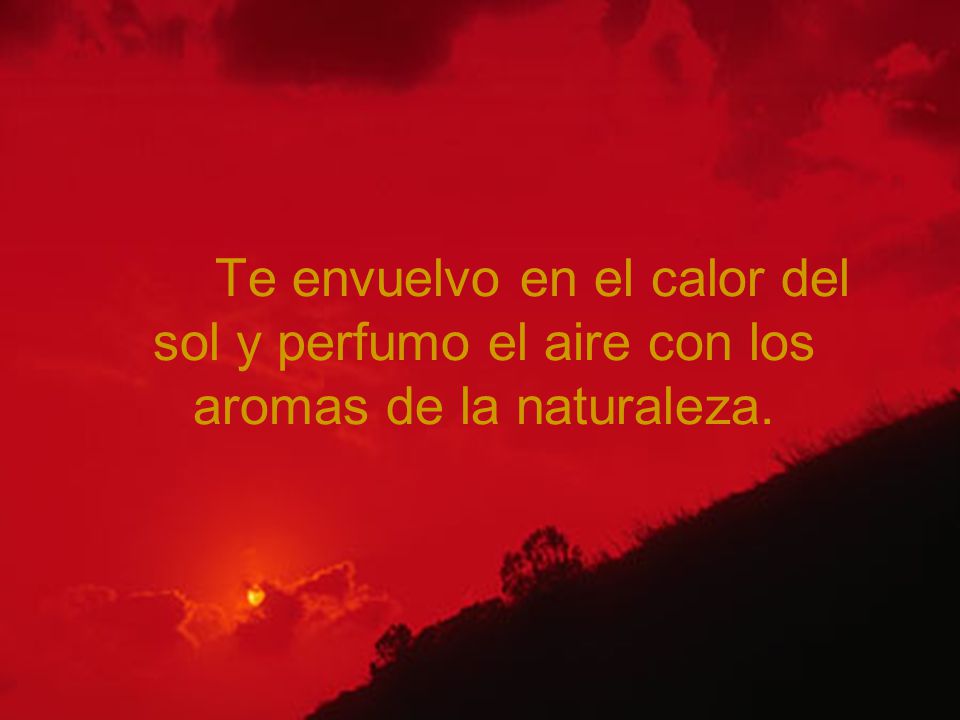 Te envuelvo en el calor del sol y perfumo el aire con los aromas de la naturaleza.