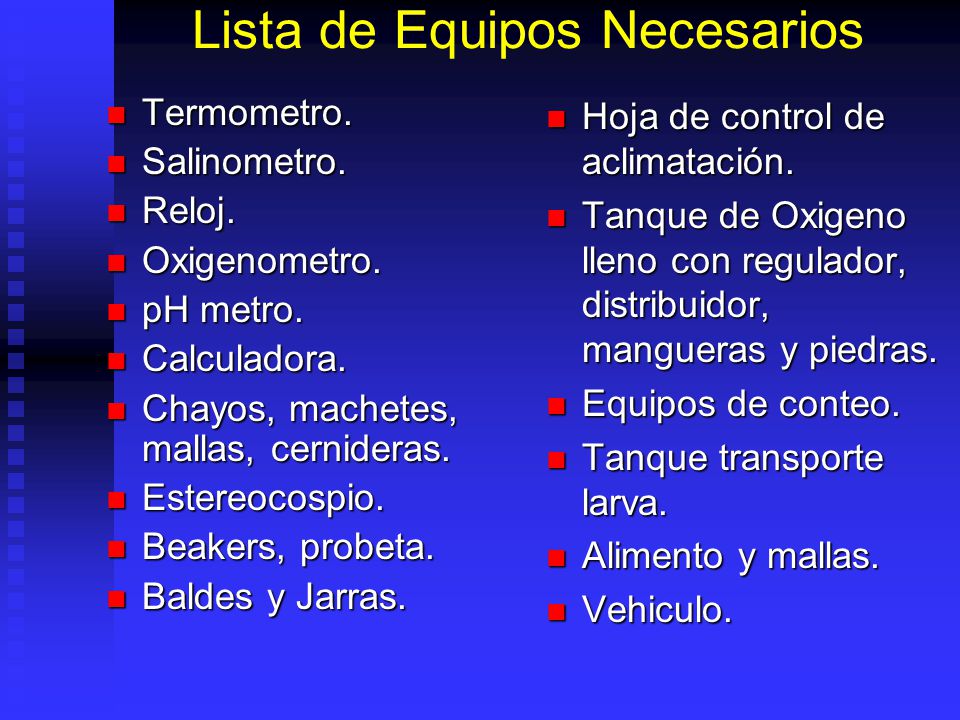 Lista de Equipos Necesarios