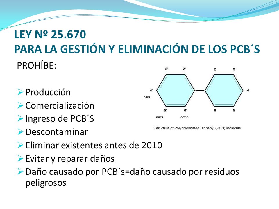 LEY Nº PARA LA GESTIÓN Y ELIMINACIÓN DE LOS PCB´S