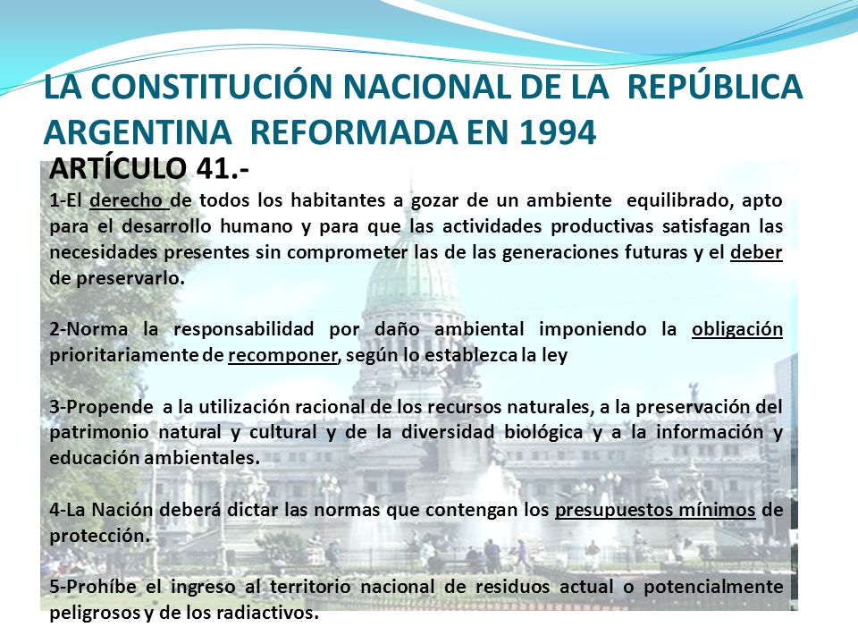 LA CONSTITUCIÓN NACIONAL DE LA REPÚBLICA ARGENTINA REFORMADA EN 1994