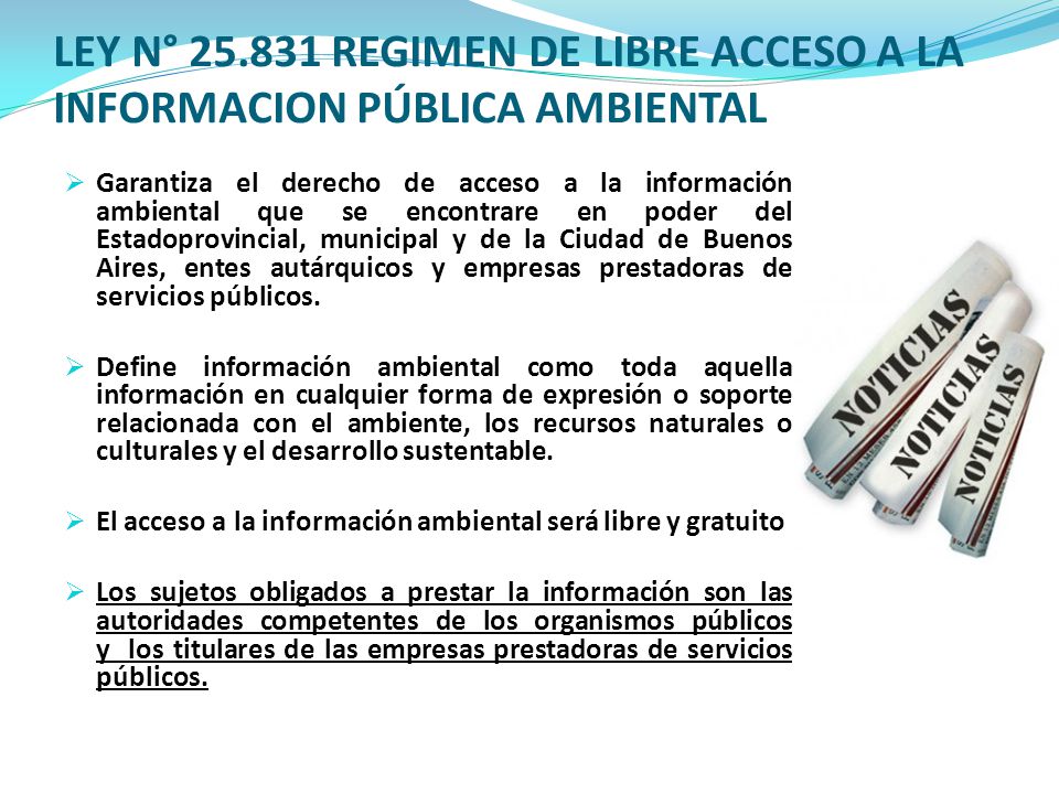 LEY N° REGIMEN DE LIBRE ACCESO A LA INFORMACION PÚBLICA AMBIENTAL
