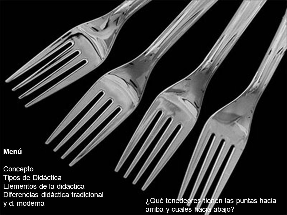 Menú Concepto. Tipos de Didáctica. Elementos de la didáctica. Diferencias didáctica tradicional y d. moderna.