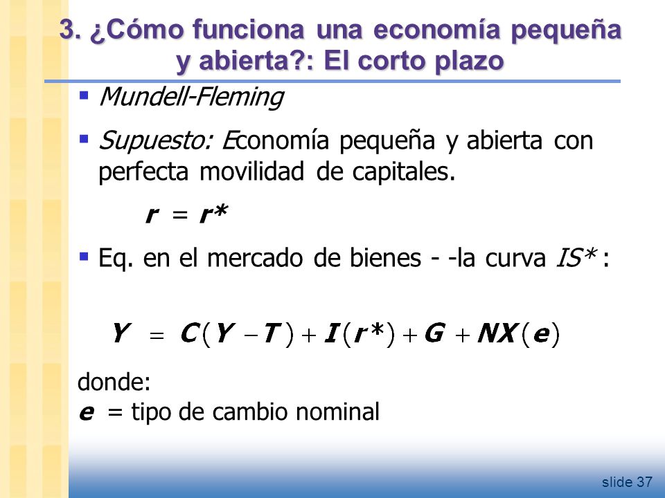 3. ¿Cómo funciona una economía pequeña y abierta : El corto plazo