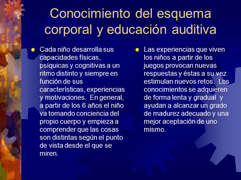 Conocimiento del esquema corporal y educación auditiva