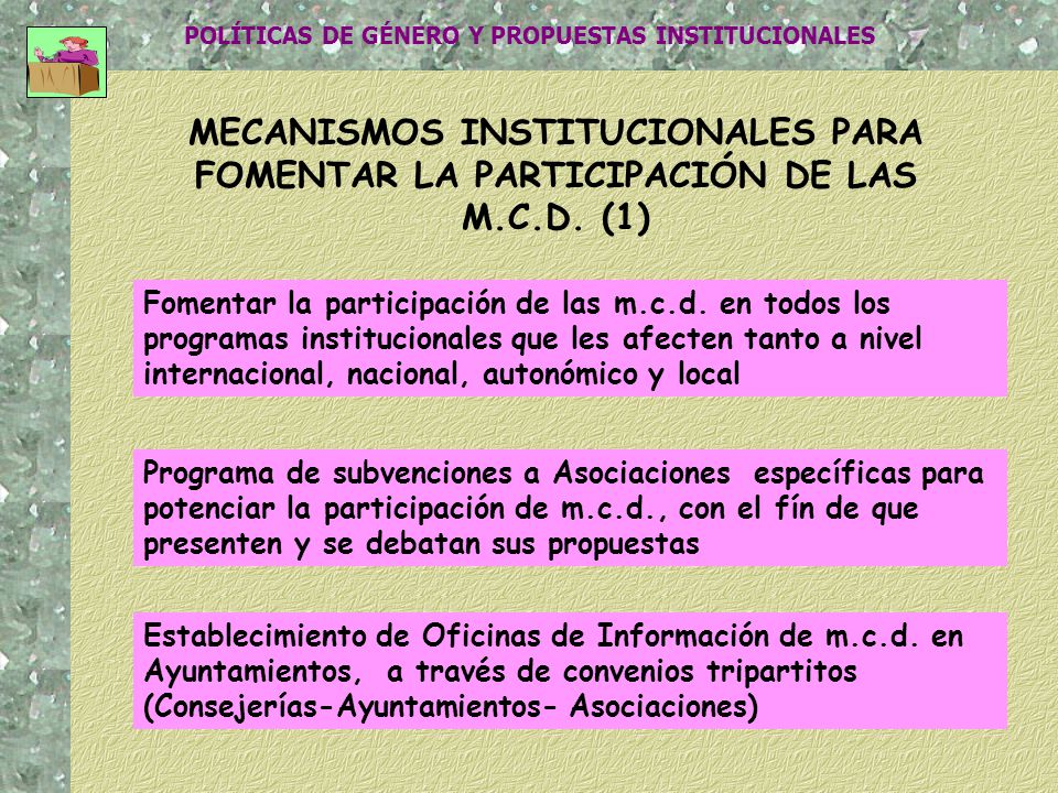 MECANISMOS INSTITUCIONALES PARA FOMENTAR LA PARTICIPACIÓN DE LAS M. C