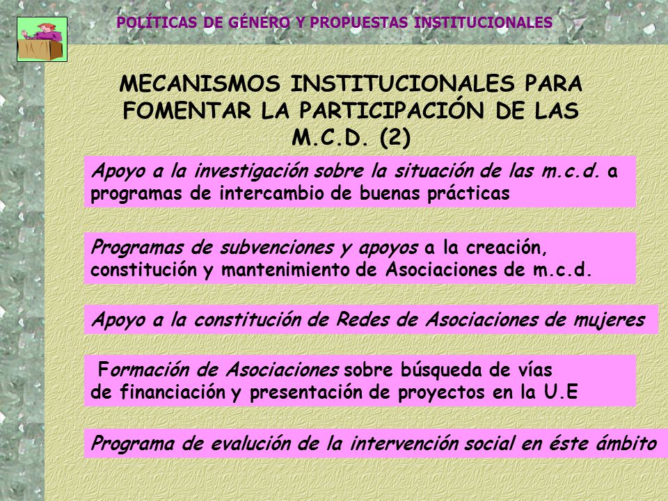 MECANISMOS INSTITUCIONALES PARA FOMENTAR LA PARTICIPACIÓN DE LAS M. C