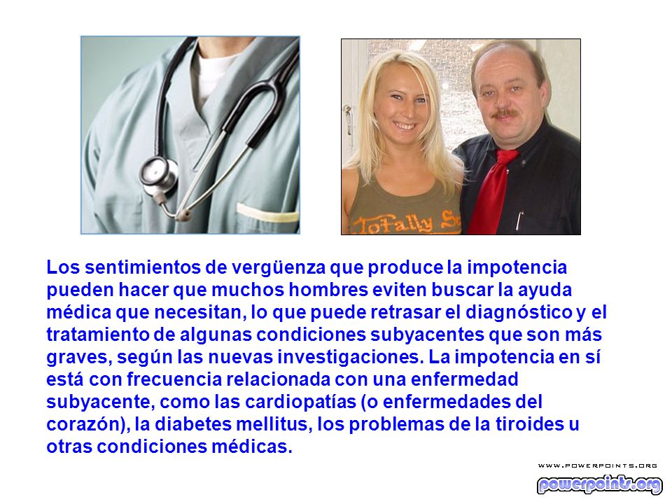 Los sentimientos de vergüenza que produce la impotencia pueden hacer que muchos hombres eviten buscar la ayuda médica que necesitan, lo que puede retrasar el diagnóstico y el tratamiento de algunas condiciones subyacentes que son más graves, según las nuevas investigaciones.