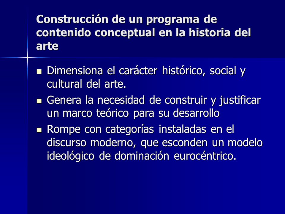 Construcción de un programa de contenido conceptual en la historia del arte