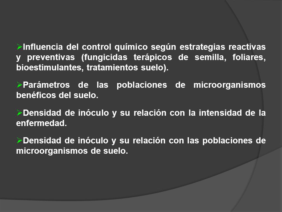 Influencia del control químico según estrategias reactivas y preventivas (fungicidas terápicos de semilla, foliares, bioestimulantes, tratamientos suelo).