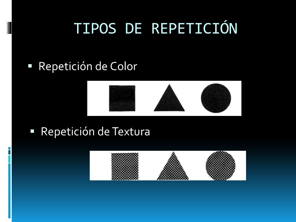 TIPOS DE REPETICIÓN Repetición de Color Repetición de Textura