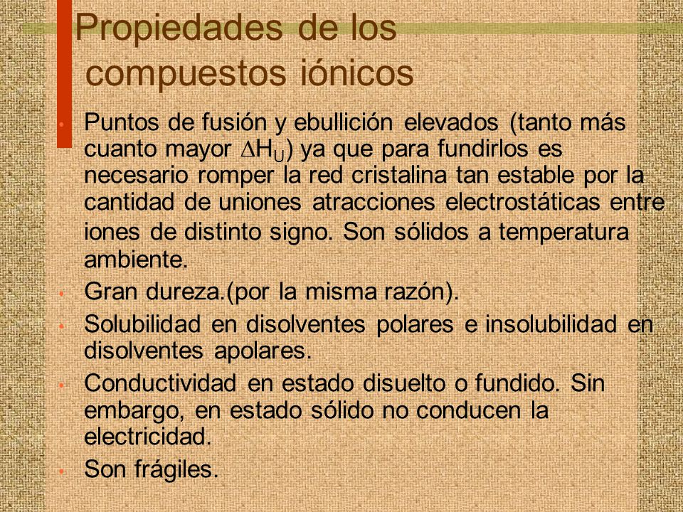 Propiedades de los compuestos iónicos