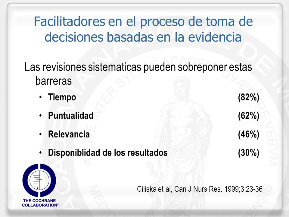 Facilitadores en el proceso de toma de decisiones basadas en la evidencia