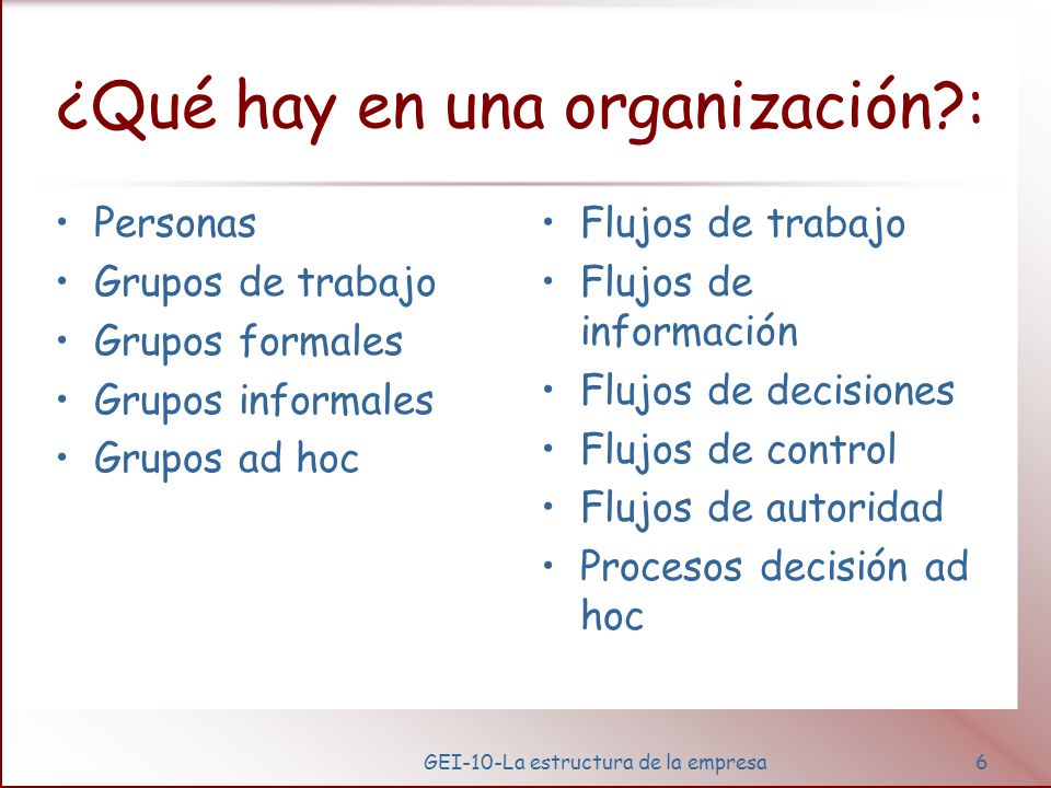 ¿Qué cosas no están recogidas en un organigrama :