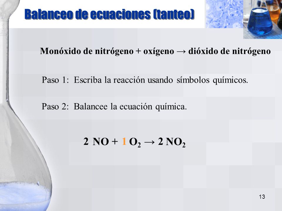 Balanceo de ecuaciones (tanteo)