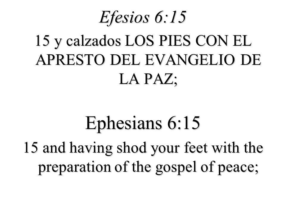 15 y calzados LOS PIES CON EL APRESTO DEL EVANGELIO DE LA PAZ;