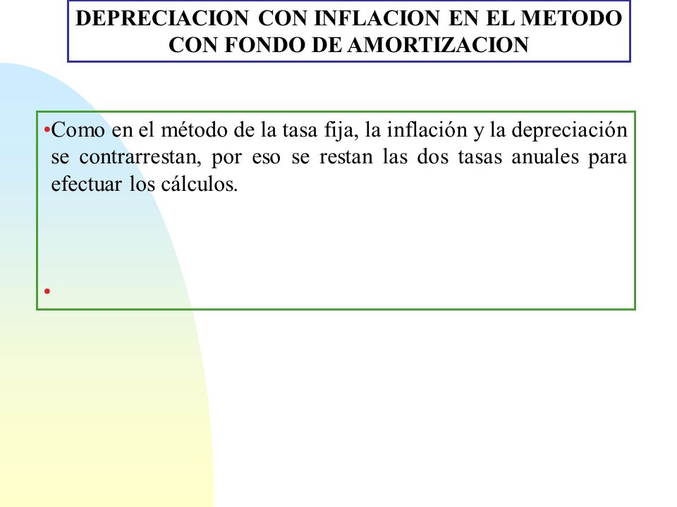 DEPRECIACION CON INFLACION EN EL METODO CON FONDO DE AMORTIZACION