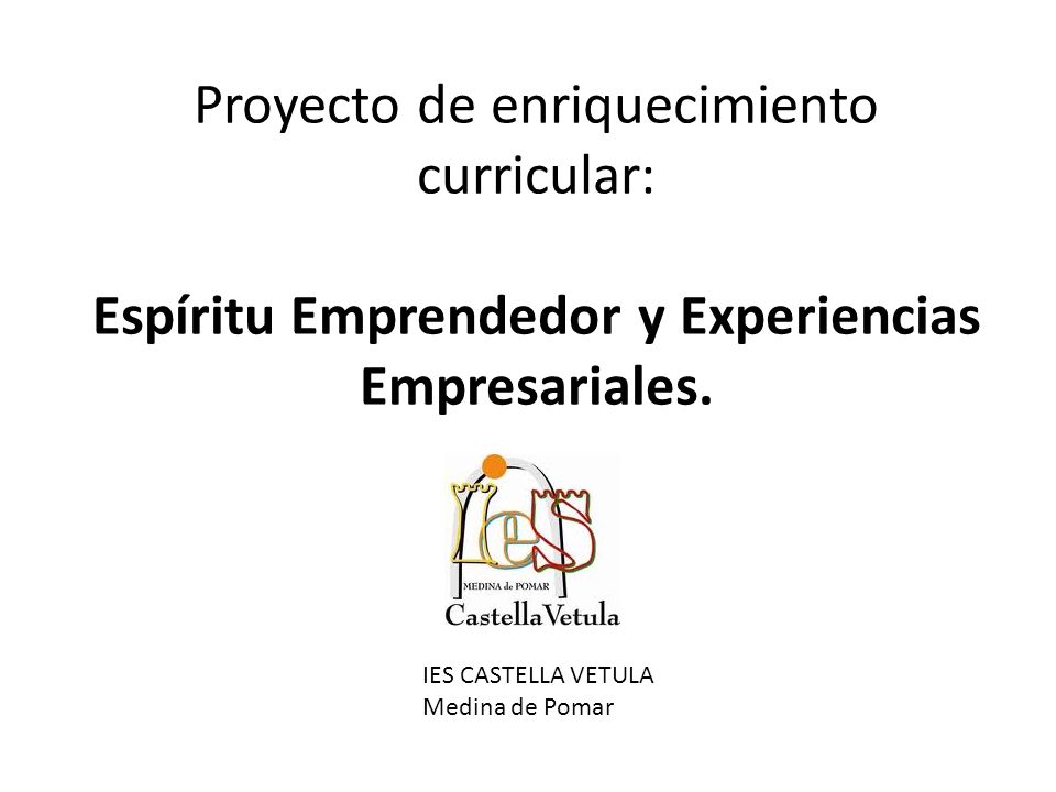 Proyecto de enriquecimiento curricular: Espíritu Emprendedor y Experiencias Empresariales.