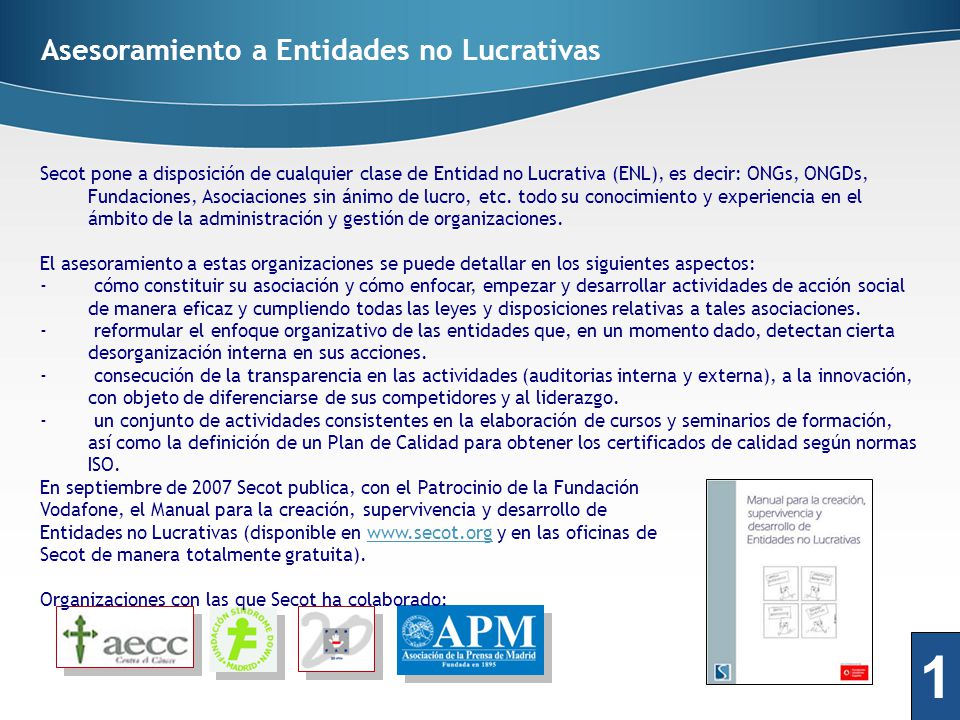 Asesoramiento a Entidades no Lucrativas