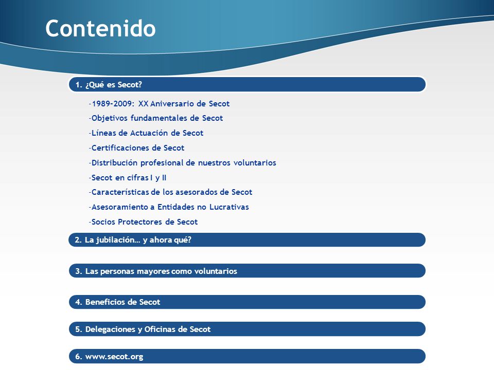 Contenido 1. ¿Qué es Secot : XX Aniversario de Secot