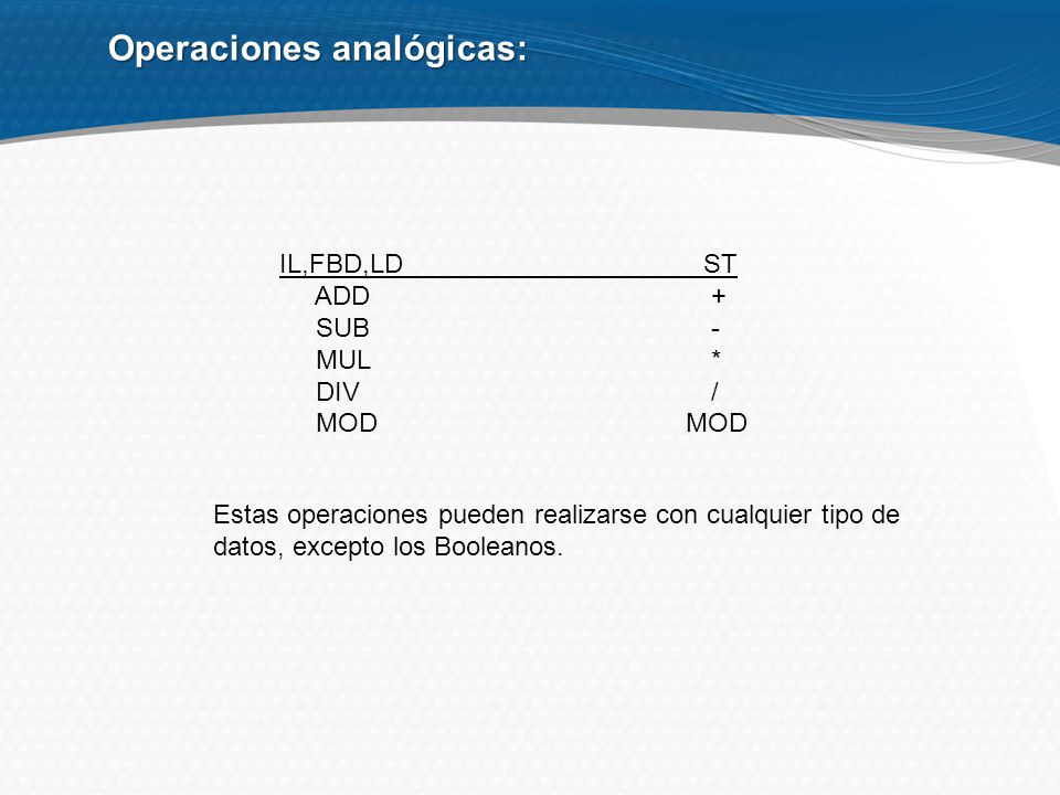 Operaciones analógicas: