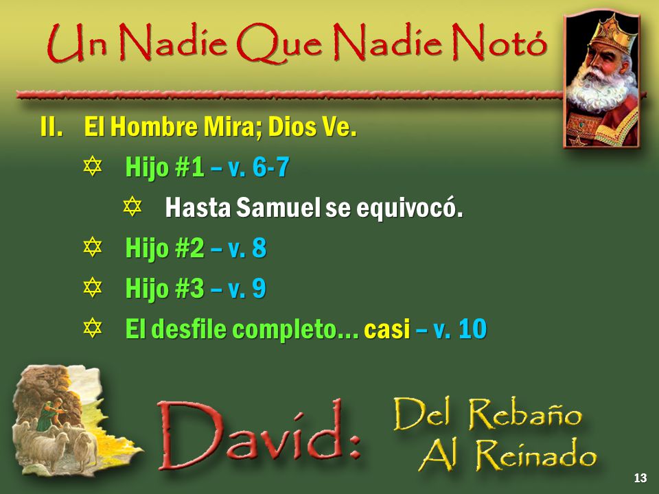 Un Nadie Que Nadie Notó II. El Hombre Mira; Dios Ve. Hijo #1 – v. 6-7