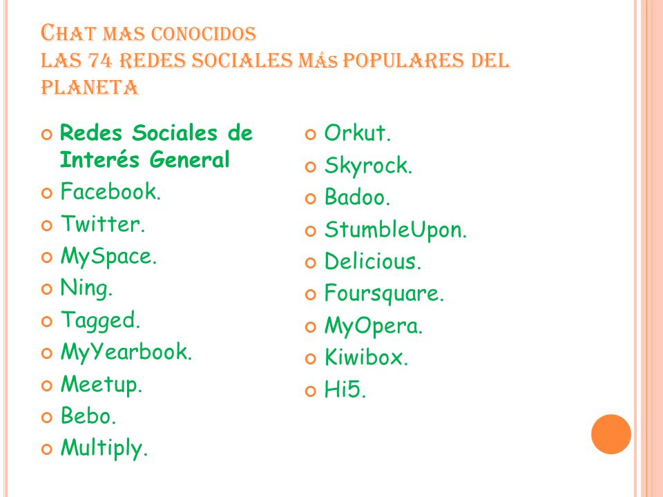 Chat mas conocidos LAS 74 REDES SOCIALES Más POPULARES DEL PLANETA