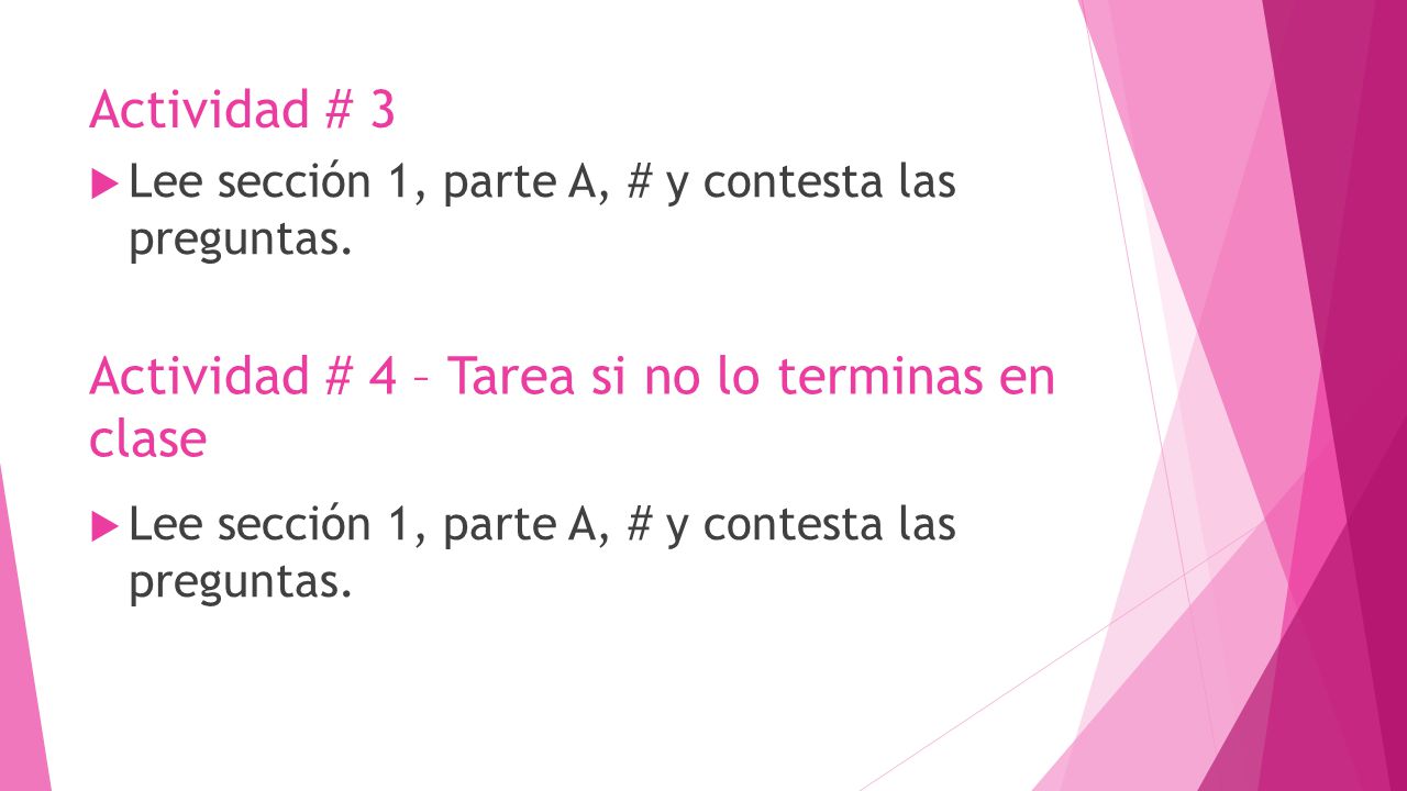 Actividad # 4 – Tarea si no lo terminas en clase