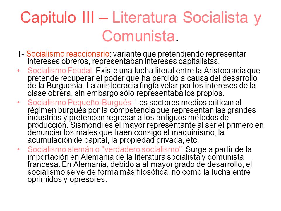 Capitulo III – Literatura Socialista y Comunista.