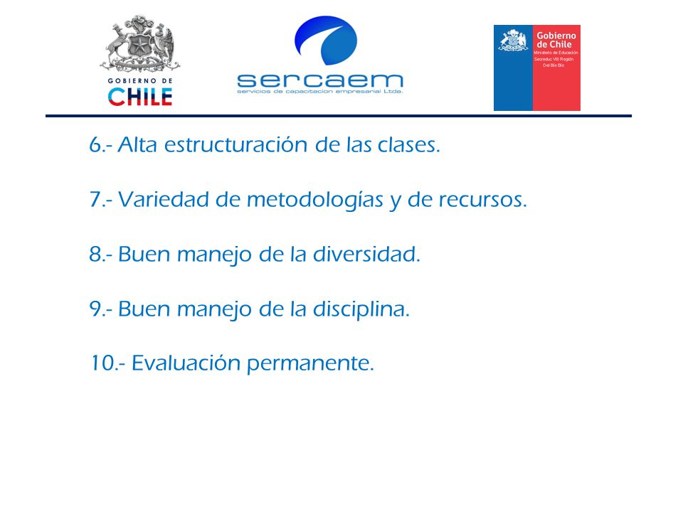 6.- Alta estructuración de las clases.
