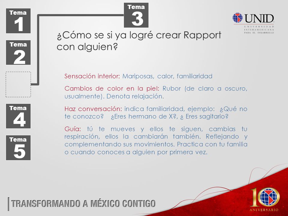 ¿Cómo se si ya logré crear Rapport con alguien