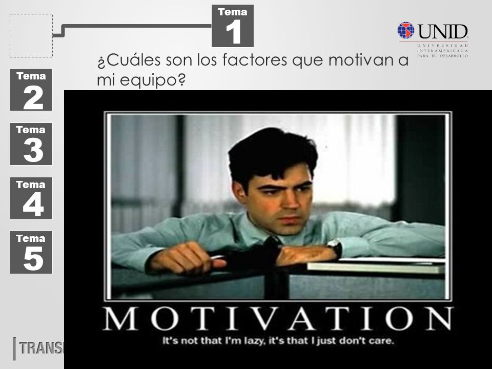 ¿Cuáles son los factores que motivan a mi equipo Tema Tema