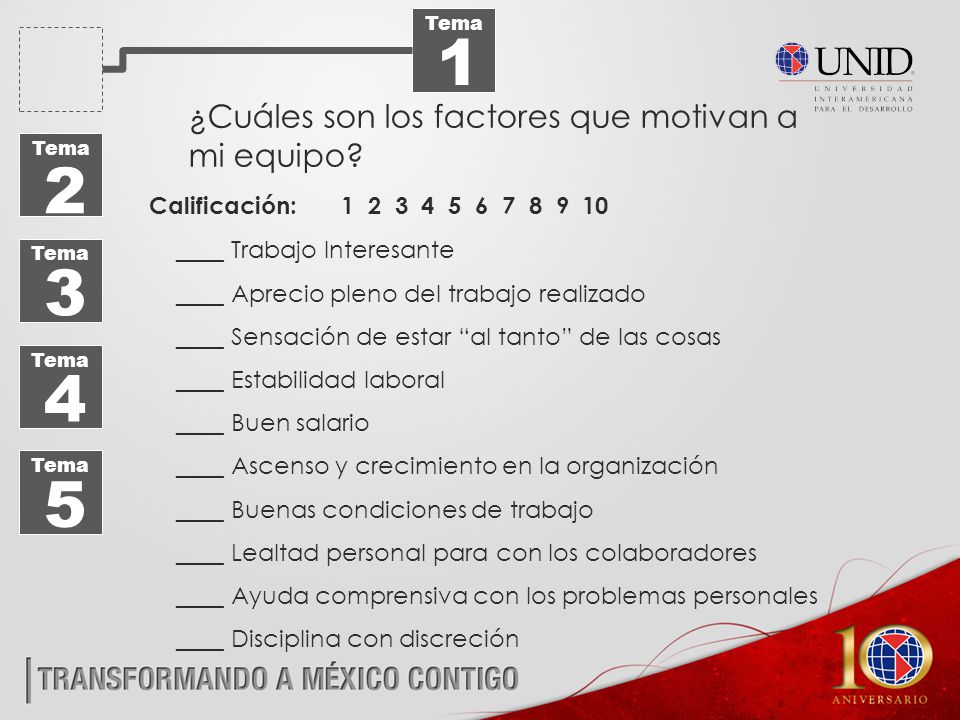 ¿Cuáles son los factores que motivan a mi equipo