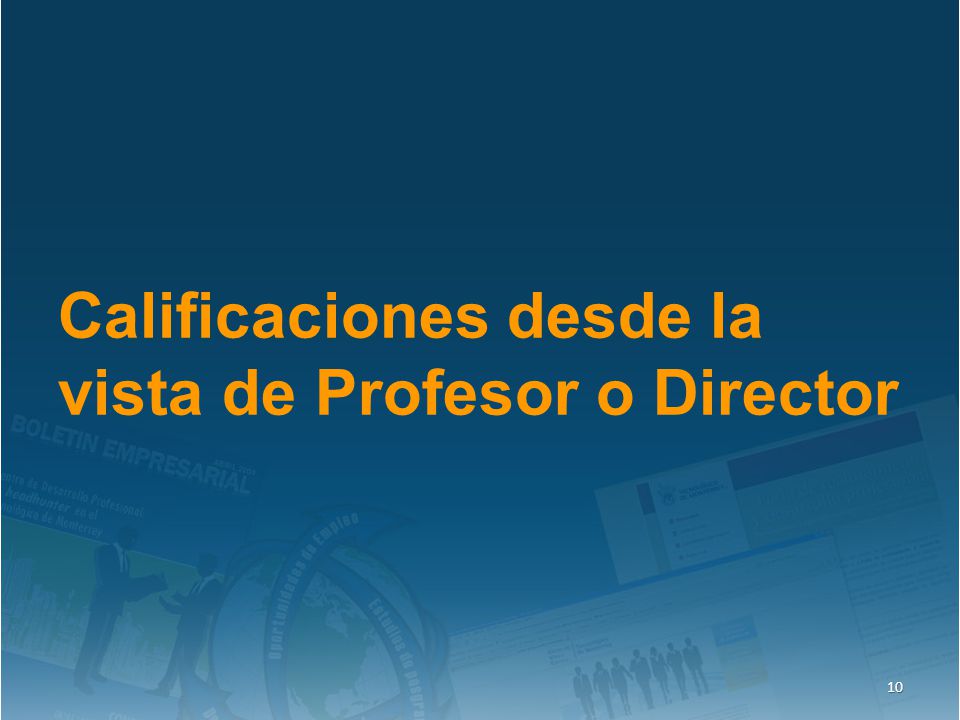 Calificaciones desde la vista de Profesor o Director