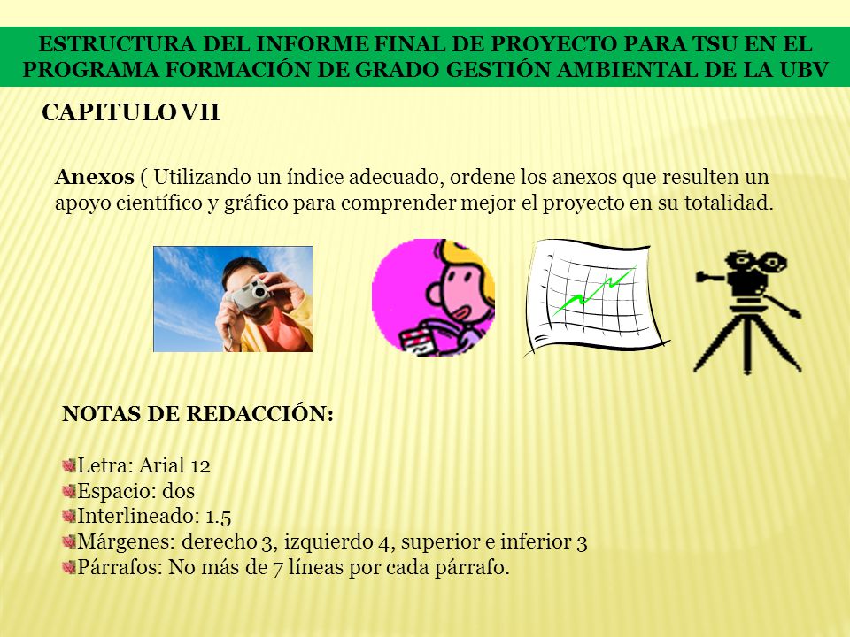 ESTRUCTURA DEL INFORME FINAL DE PROYECTO PARA TSU EN EL PROGRAMA FORMACIÓN DE GRADO GESTIÓN AMBIENTAL DE LA UBV