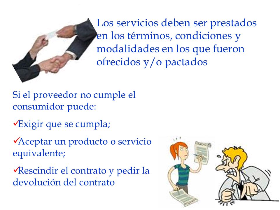 Los servicios deben ser prestados en los términos, condiciones y modalidades en los que fueron ofrecidos y/o pactados