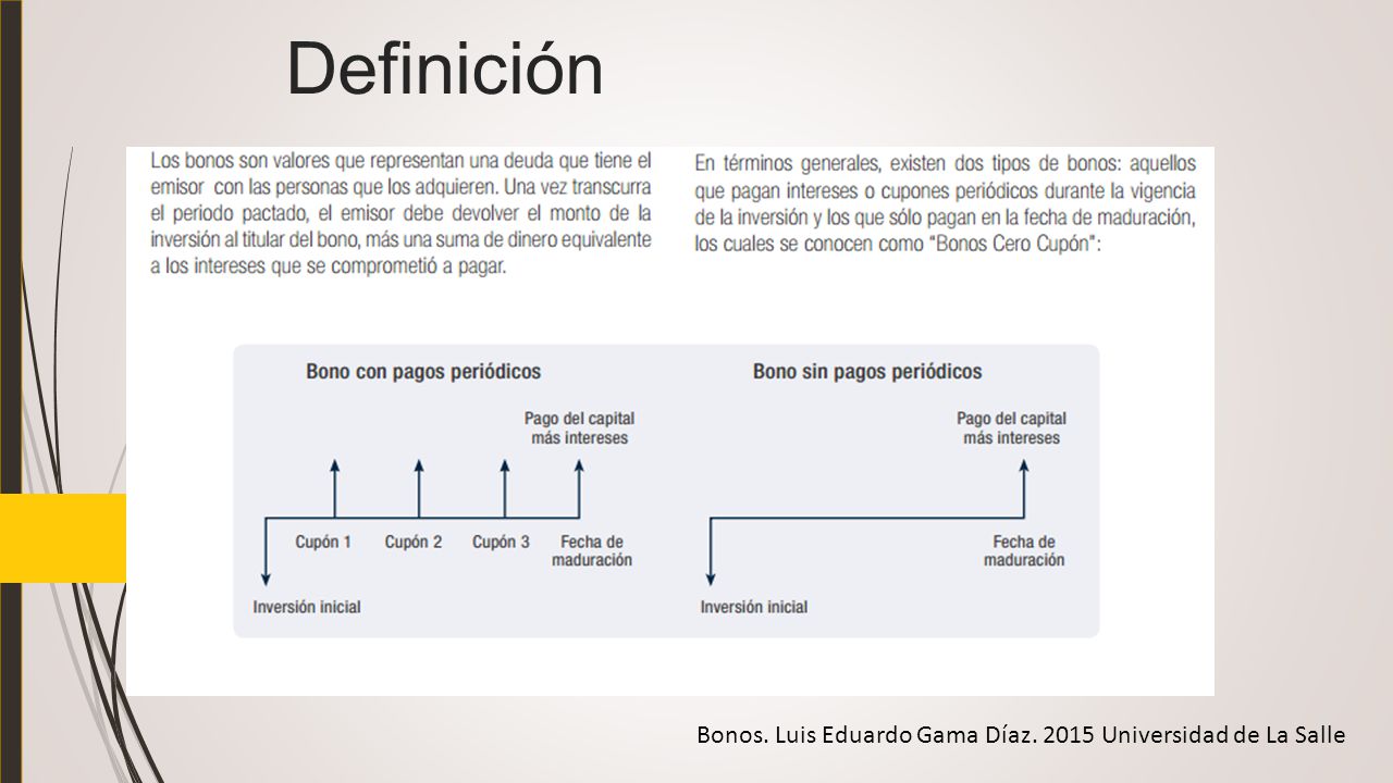 Definición Bonos. Luis Eduardo Gama Díaz Universidad de La Salle