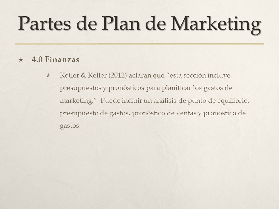 Partes de Plan de Marketing