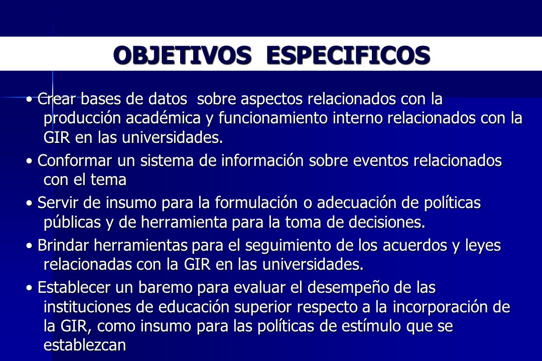 OBJETIVOS ESPECIFICOS
